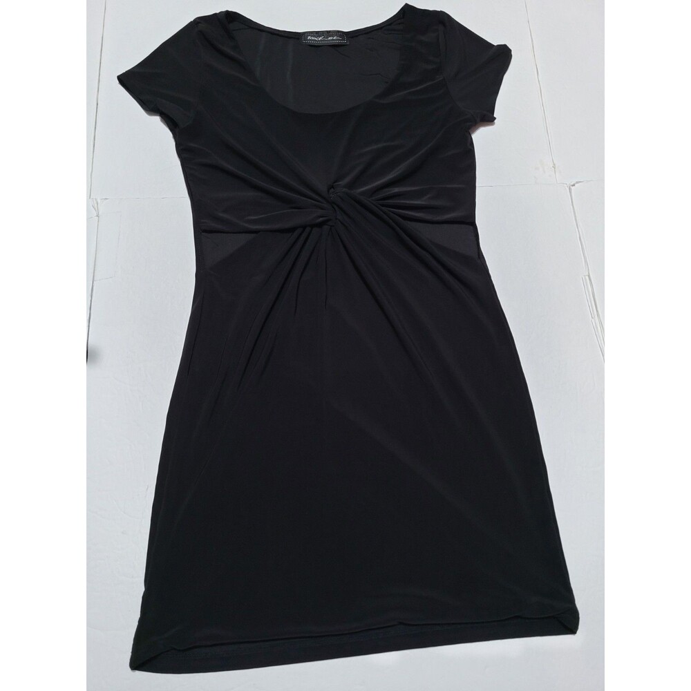 (#L4) Touch Me small black midi dress fitted Short Sleeve